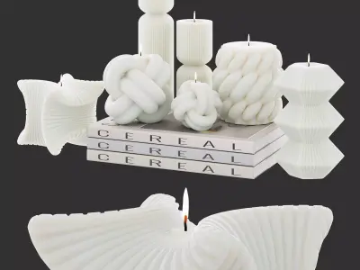 Set of ribbed candles 3D model