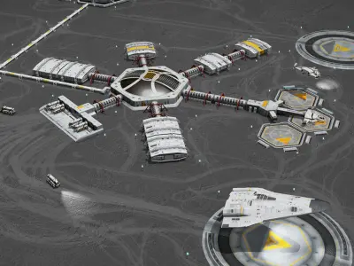 Moon or Mars base 3D model