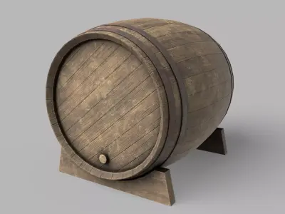 Wooden Barrel Vine Whiskey Gameready Low-poly 3D model