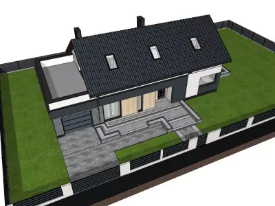Modern Suburban House 3D Model  Anthracite  3D model