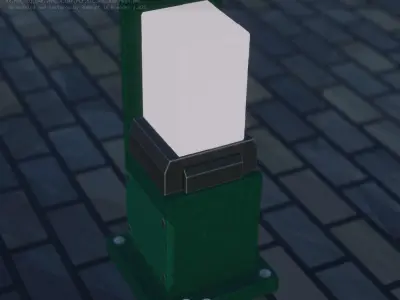 Street Light 8 Bollard 350 mm Moss Green Version 2 Low-poly 3D model
