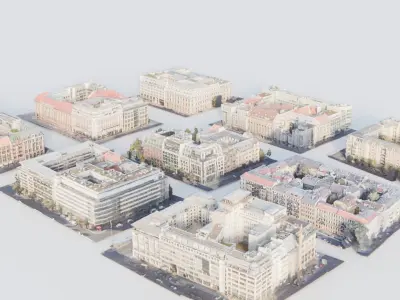 urban building blocks in berlin germany -  Set of 9 3d scanned  3D model