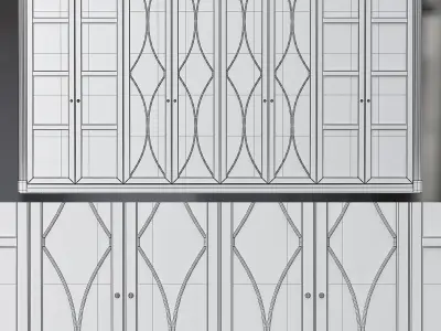 Wardrobe 3d model with glass doors Low-poly 3D model