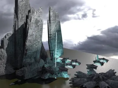 Halo Inspired Mountain Skyline Kit bash  3D model