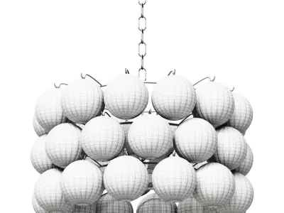 Suspended chandelier made of metal and glass 3D model