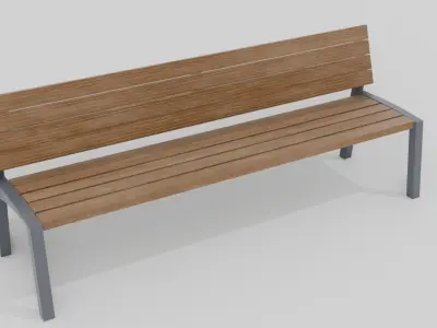 Outdoor Wooden Bench 17 Low-poly 3D model