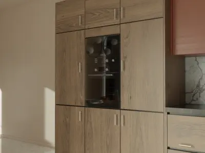 Modern Kitchen Render - Light Wood and Neutral Tones Free 3D model