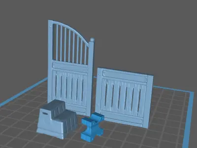 Realistic Horse Barn Set Barnpannel mountingblock cavaletti  3D print model