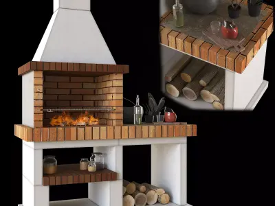 BBQ-barbecue outdoor barbecue with fire pit 3D model