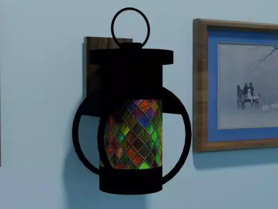 Ringed Iron Lantern Sconce Low-poly 3D model