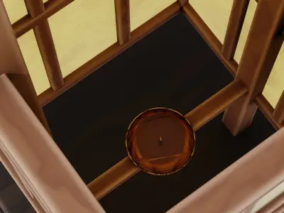 Japanese Furniture Kit - Lamp with handle  Low-poly 3D model