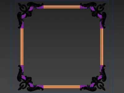 Sheathing ornate wooden frame Low-poly 3D model
