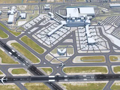 West Palm Beach Airport 10km Low-poly 3D model