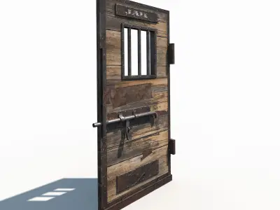 Western Prison Jail Door Low Poly PBR Free Low-poly 3D model