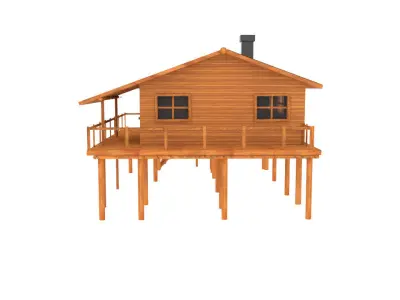 wooden house 3D model