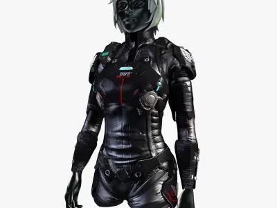 Female Sci-Fi Space Suit Low-poly 3D model
