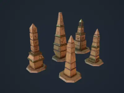Obelisk Pack Low-poly 3D model