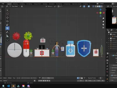 Nurse Cartoon Female Character Low-poly 3D model