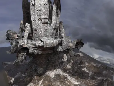 Ice Mountain with Robot Droid 4 3D model