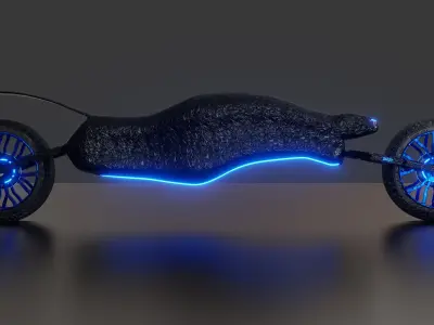 Black Panther  Unmanned Motorcycle Low-poly 3D model