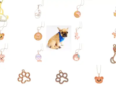 13 Dog Charm Necklace Pendant 3dm stl renders details 3D Model Pack