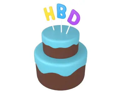 Birthday Cake v1 004 Low-poly 3D model