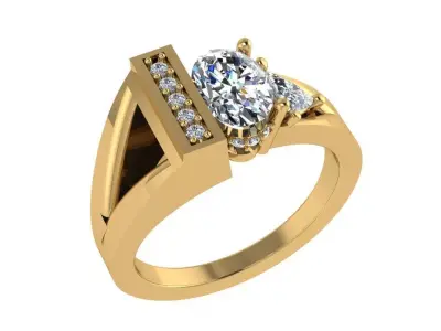 Ring230 gold engagement ring with diamonds 3D print model