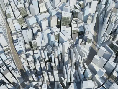 City Block Low-poly 3D model shop