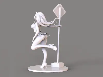 Caution Girl 3D print model