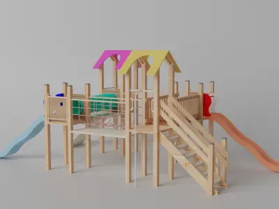 Wooden Playground Low-poly 3D model