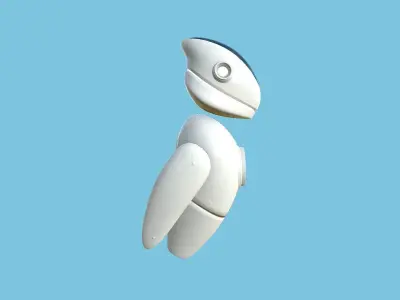Flying Robot 01 White - Character SciFi Design Low-poly 3D model
