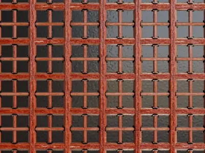 Red Wood Window Lattice Texture