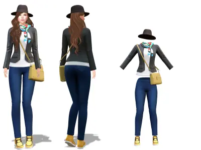 Stylish Street Fashion Female Outfit Low-poly 3D model