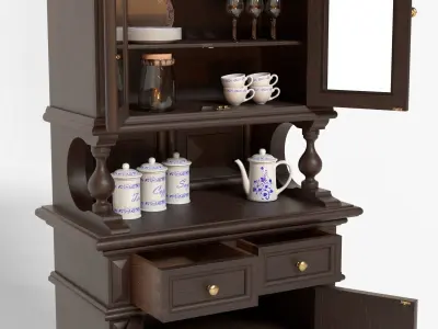 Sideboard cabinet with glass doors 3D model