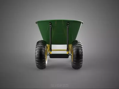 GREEN YELLOW WHEELBARROW CONTRACTOR LANDSCAPER GRADE GARDEN CART 3D model