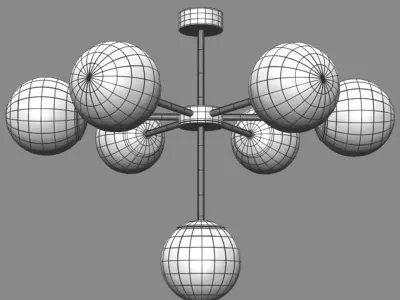 Chandelier modern - glass globes Low-poly 3D model
