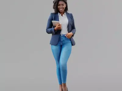 Black woman suit tablet 3D model