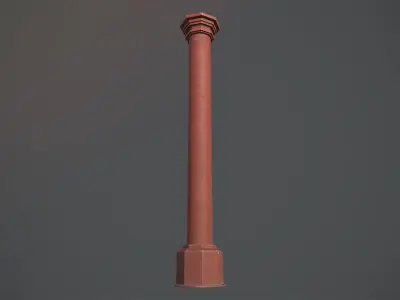 Barrier Bollard pack 3 Red v3 Low-poly 3D model