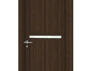 Door-060 wooden door with glass panel 3D model