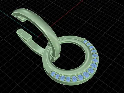 Yellow gold diamond earring-PER-042 DIA 3D print model