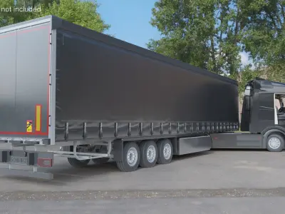  Mercedes 600 Long Haul Semi With Trailer Black Rigged for Maya 