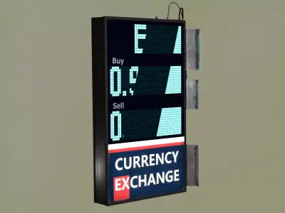 Editable Exchange Rate Board Low-poly 3D model
