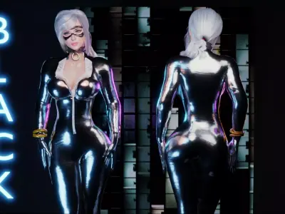 Black Cat or Robber Realistic Female I Low Poly I UE Game Ready Low-poly 3D model