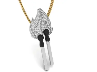  Matchstick 2 way Pendant  For Couple  3D print model