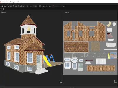Cartoony Grade School 3D model Low-poly 3D model