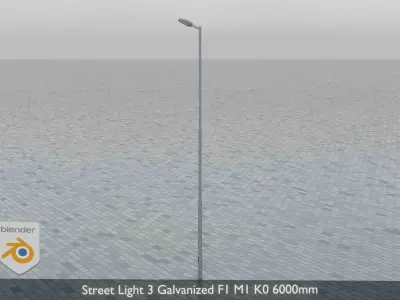Street Light 3 Galvanized F1 M1 K0 6000mm Low-poly 3D model