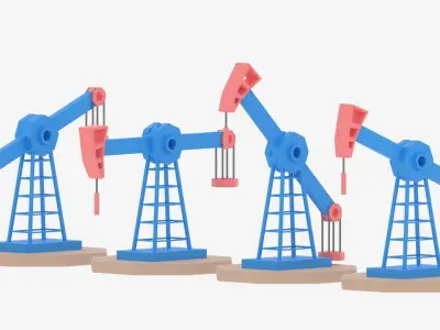 Cartoon Oil Pump Jack Low-poly 3D model