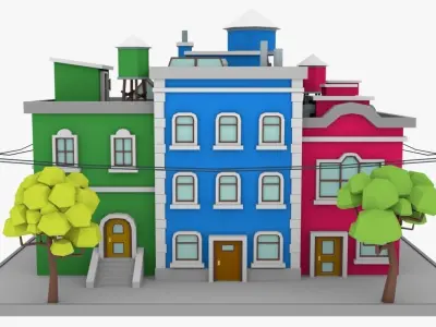 LowPoly City Block04 Low-poly 3D model