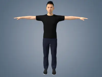 Realistic binding male staff Low-poly 3D model