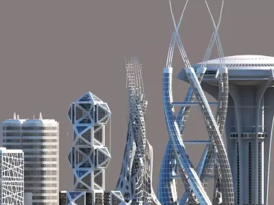 Futuristic Skyscrapers 3D model buy